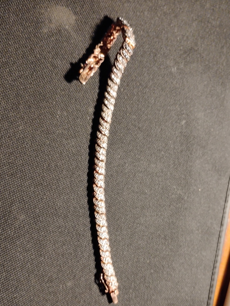 Diamond Pave Tennis Bracelet Rose Gold Silver